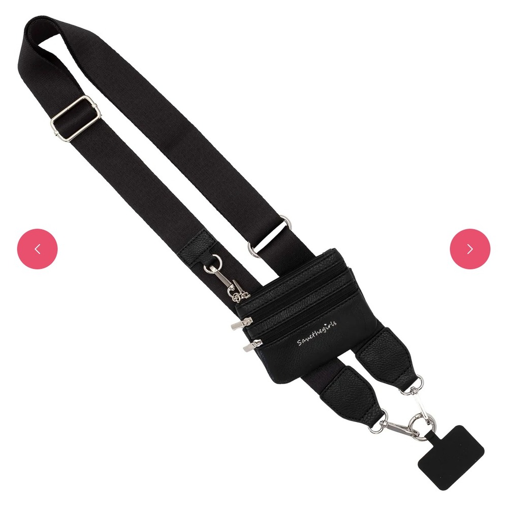 SAVE THE GIRLS Black Pouch Clip & Go Cell Phone Strap